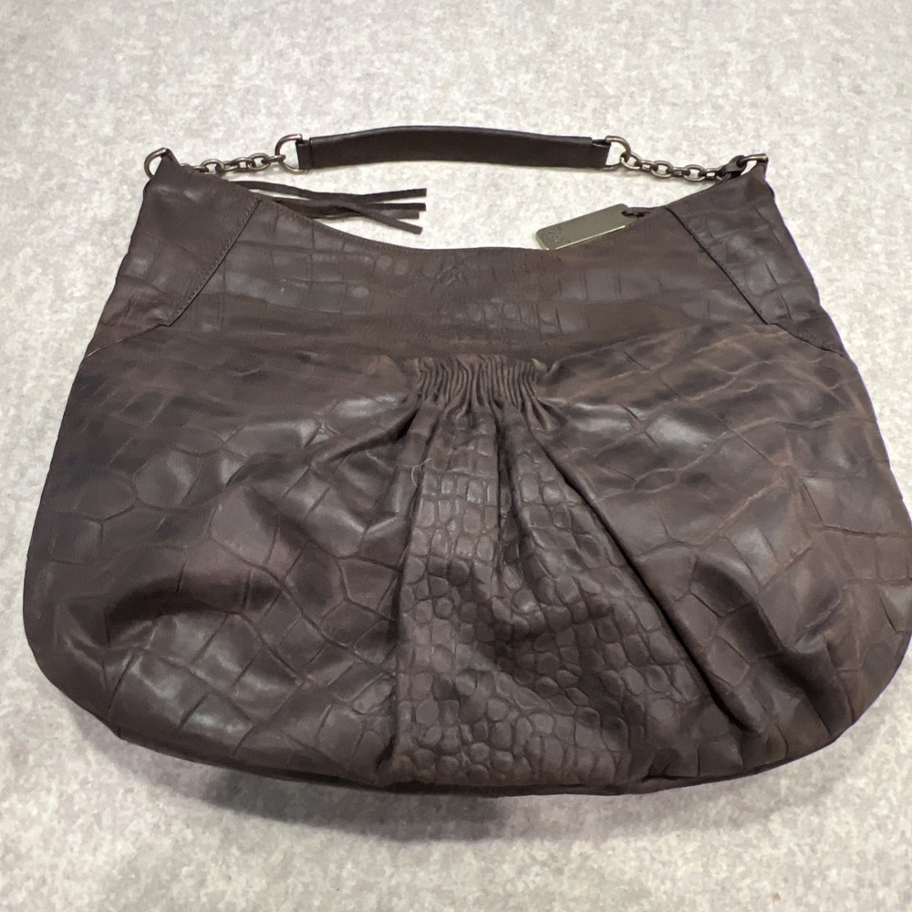 Botkier Brown Shoulder Bag Ruched Chain Handle Y2K 2000s Boho Glam Designer - Picture 1 of 16